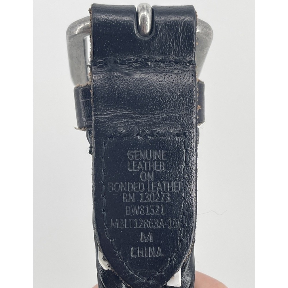 Girls Black Braided Leather Belt Size M Youth Woven Casual Silver Buckle - Picture 3 of 7